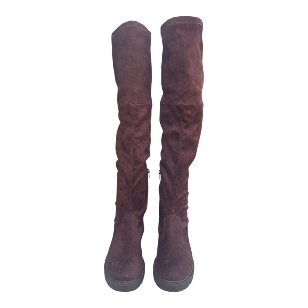 American Eagle Outfitters Faux Suede Dark Brown Over-the-Knee Boots Sz 8.5 - Picture 2 of 7